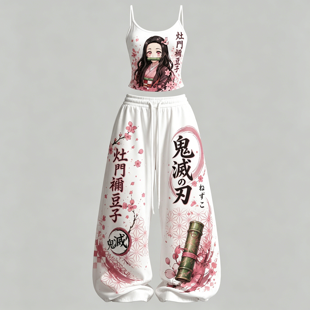 Demon Slayer Top & Elasticated Trousers Two-Piece Set