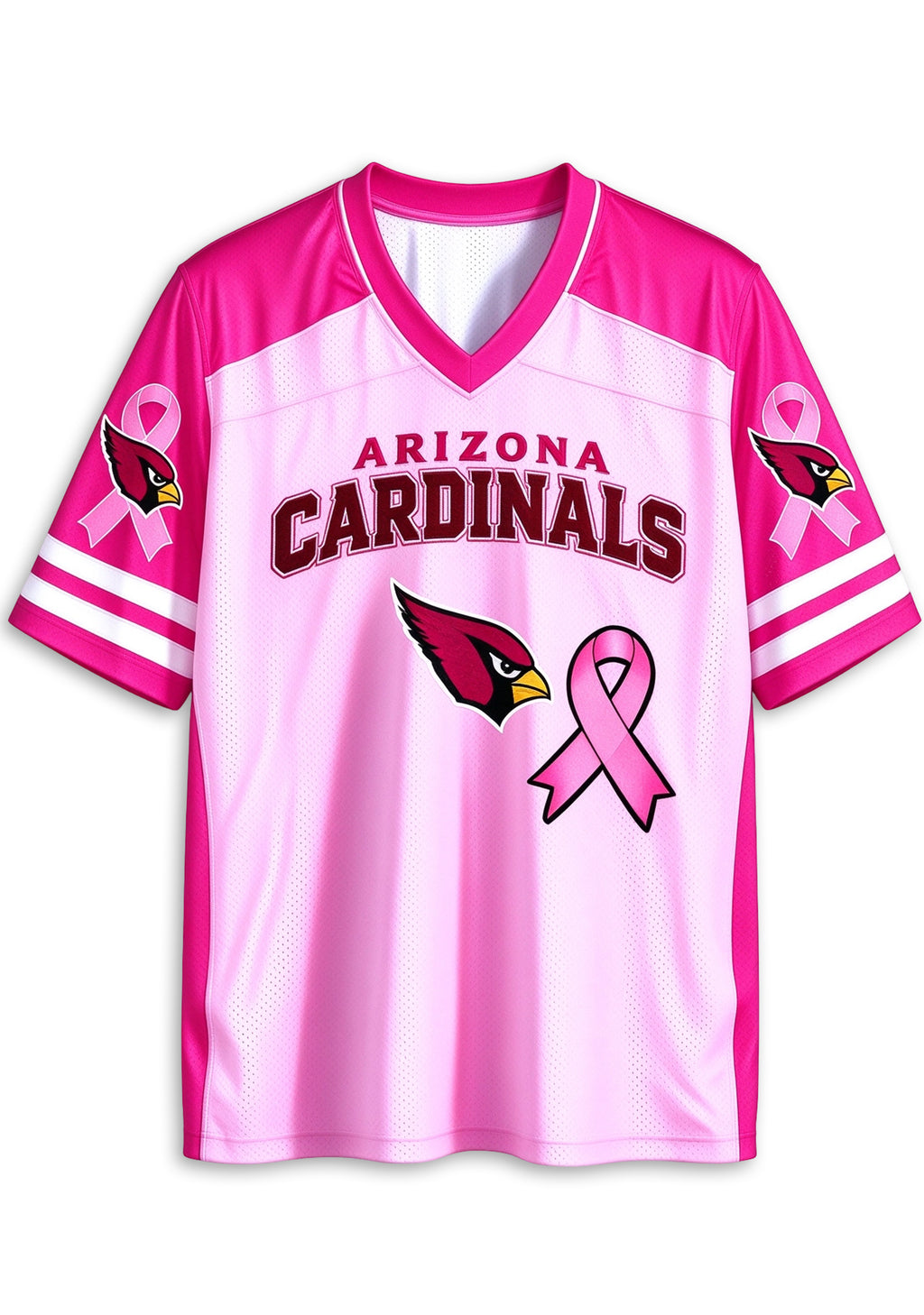 Women Arizona Cardinals Breast Cancer Awareness Pink Ribbon Mesh Jersey