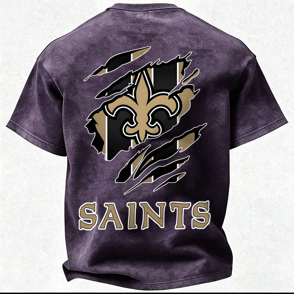 New Orleans Saints Printed Unisex 100% Pure Cotton Washed T-Shirt
