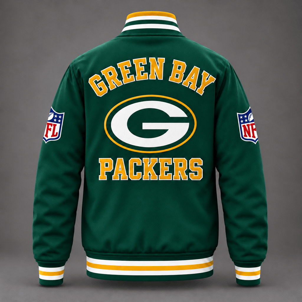 Unisex Green Bay Packers Logo Printed Varsity Jacket