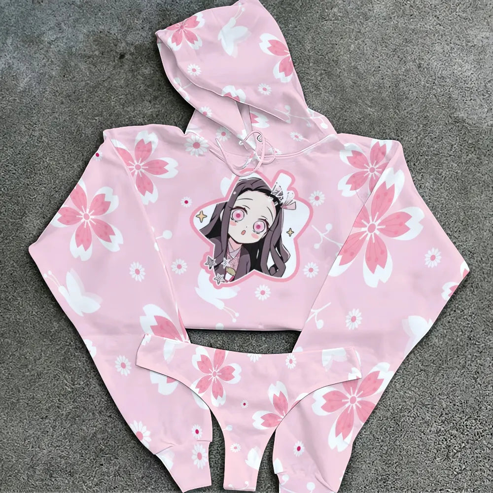 "Demon Slayer" Women's Hooded Thicken Suit Set