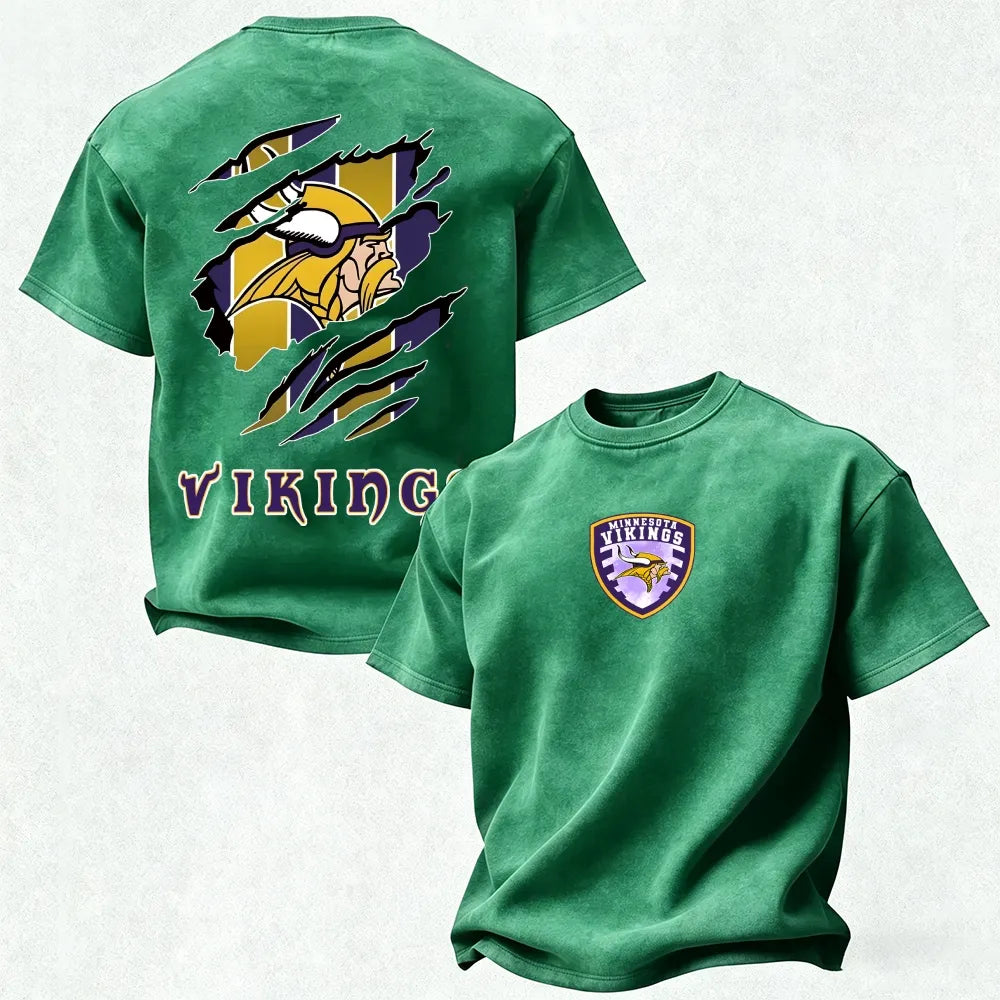 Minnesota Vikings Printed Unisex 100% Pure Cotton 100% pure cotton Washed T-Shirt