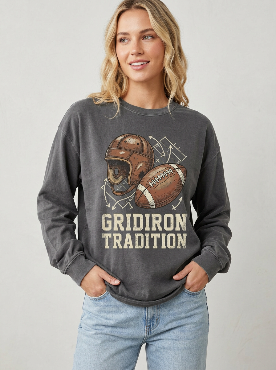 Women's Football Fan Gridiron Tradition Helmet Printed Sweatshirt