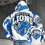 Detroit Lions Retro Varsity Color Block Back Print Pullover Hoodie