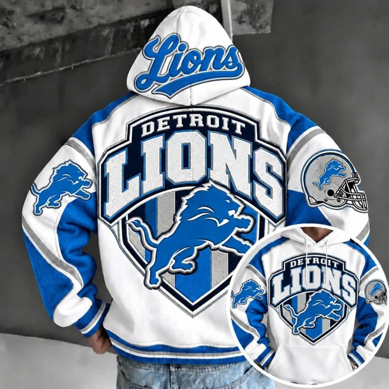 Detroit Lions Retro Varsity Color Block Back Print Pullover Hoodie Main image