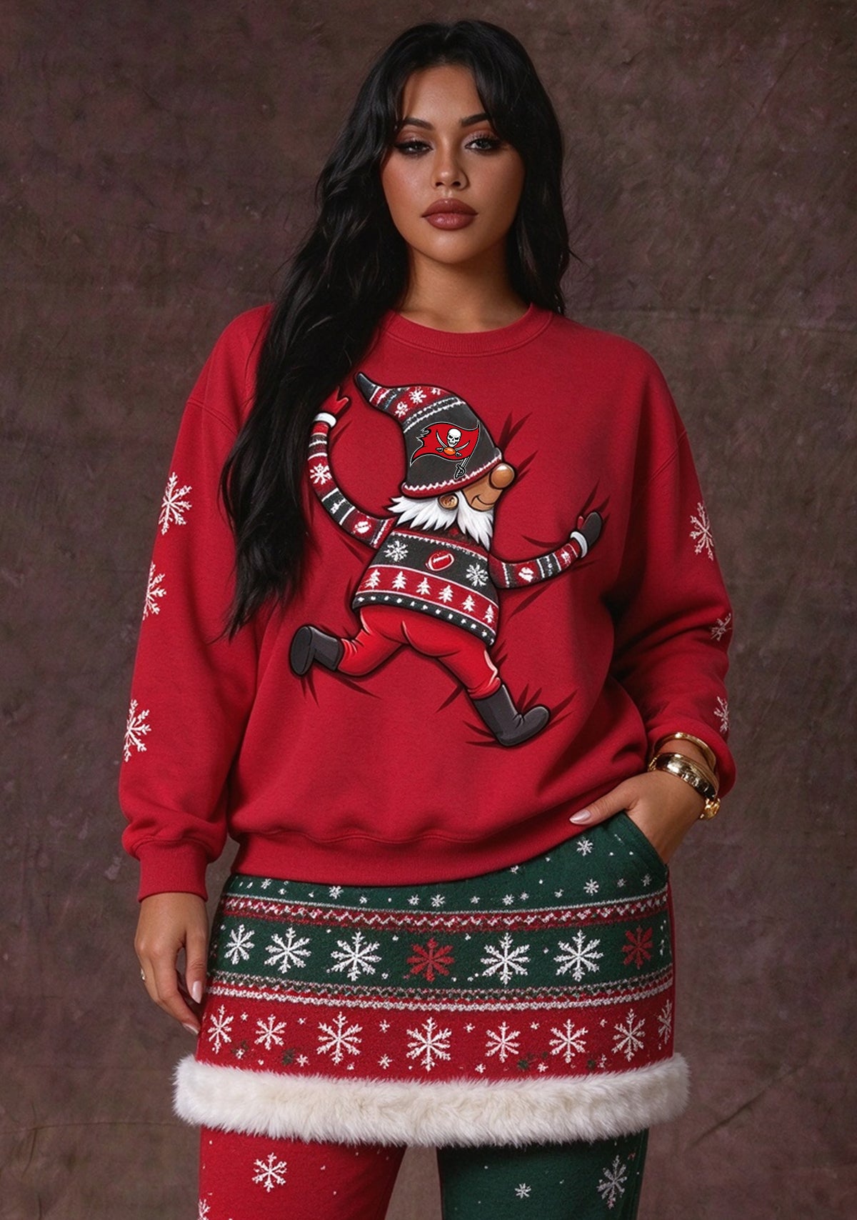 Women's Tampa Bay Buccaneers Christmas Gnome Crewneck Sweatshirt