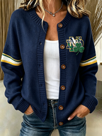 Women'S Casual Football Plant Knitted Cardigan Top