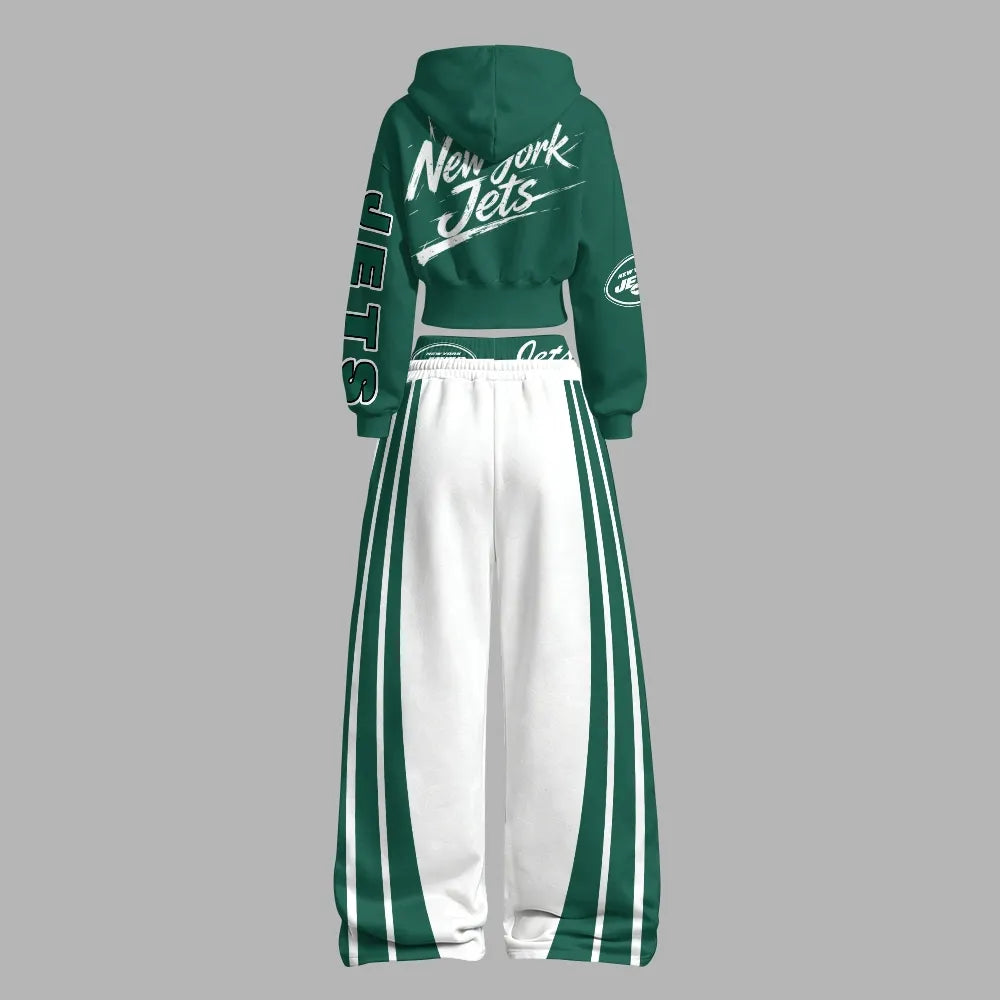 New York Jets Zip-up hooded jacket and elastic-waist pants set | NFL