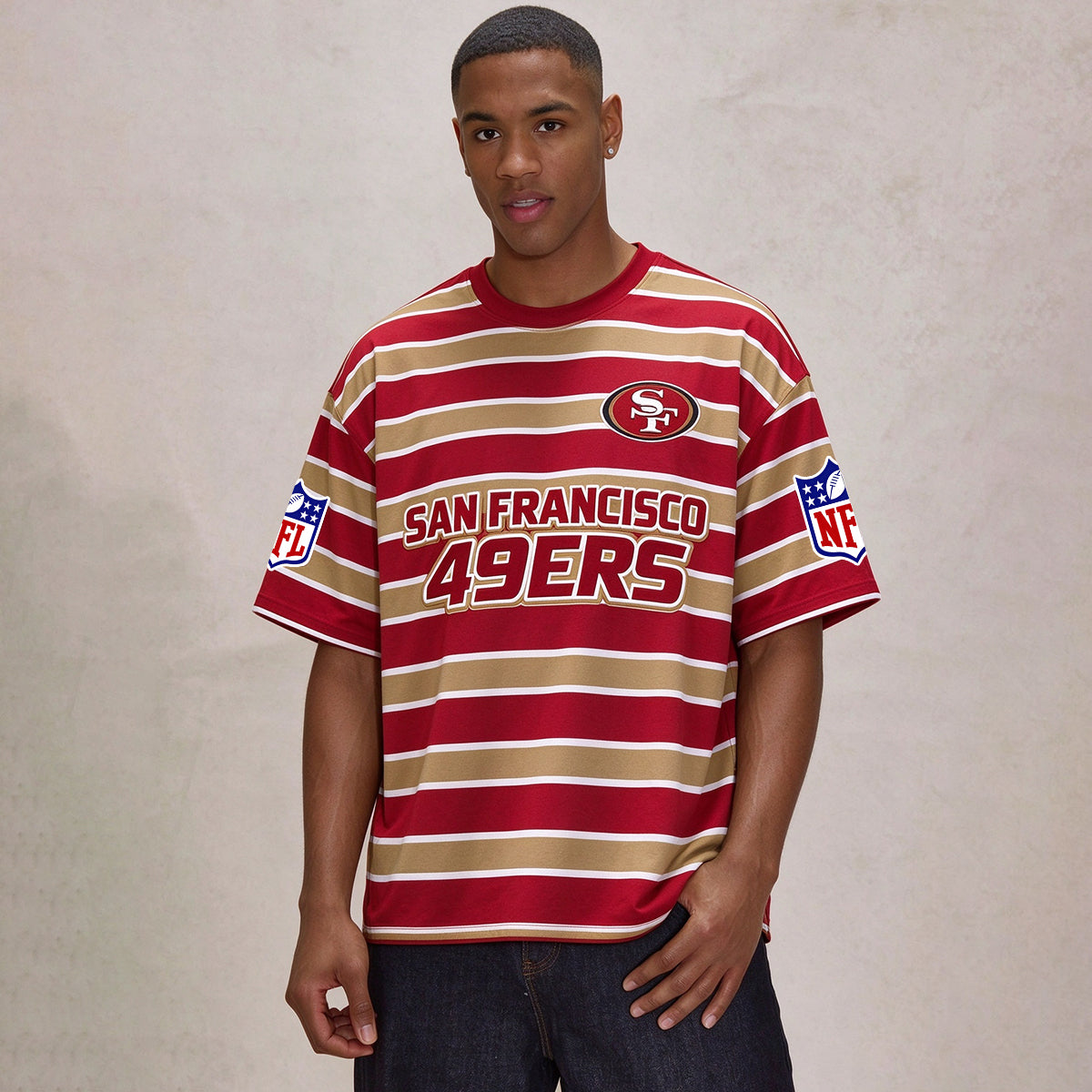 Men's San Francisco 49ers Striped Crew Neck Short Sleeve T-Shirt Main image