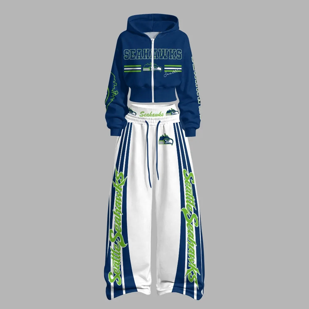Seattle Seahawks Zip-up hooded jacket and elastic-waist pants set