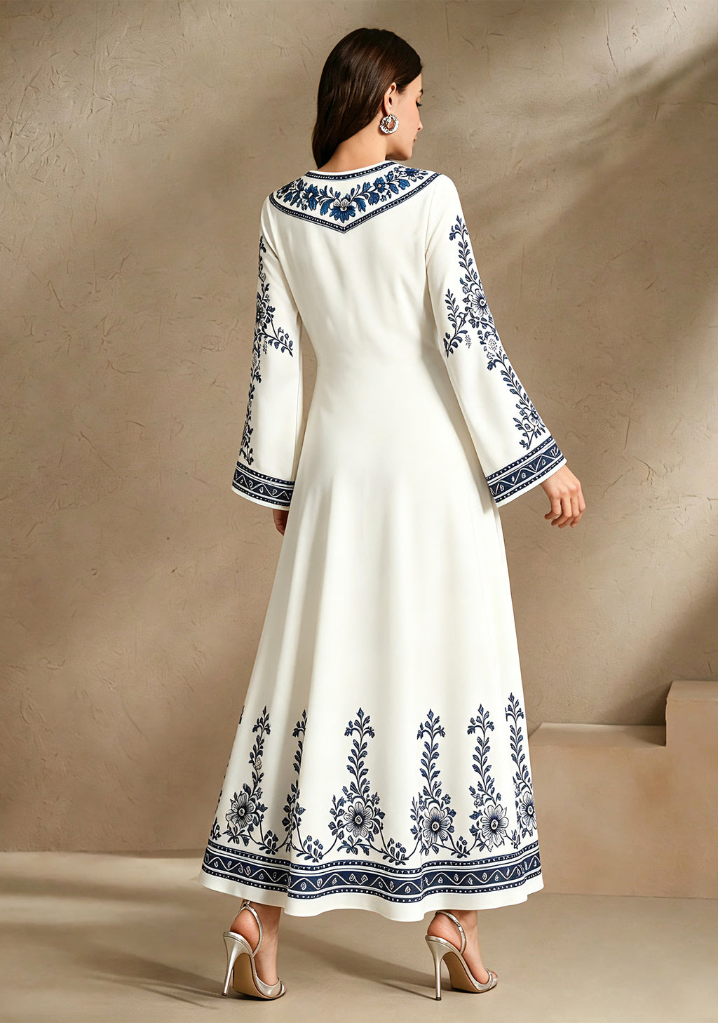 Detroit Lions Boho Floral Printed Game‑Day Midi Dress