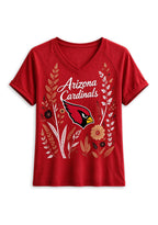 Women's Arizona Cardinals Wildflower Graphic V-Neck Raglan Rolled T-Shirt