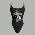 Las Vegas Raiders X Pokémon Bodysuit  & Stretch Black Denim Shorts Two-Piece Set