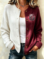 Women's Football Fans Printed Knitted Cardigan Top