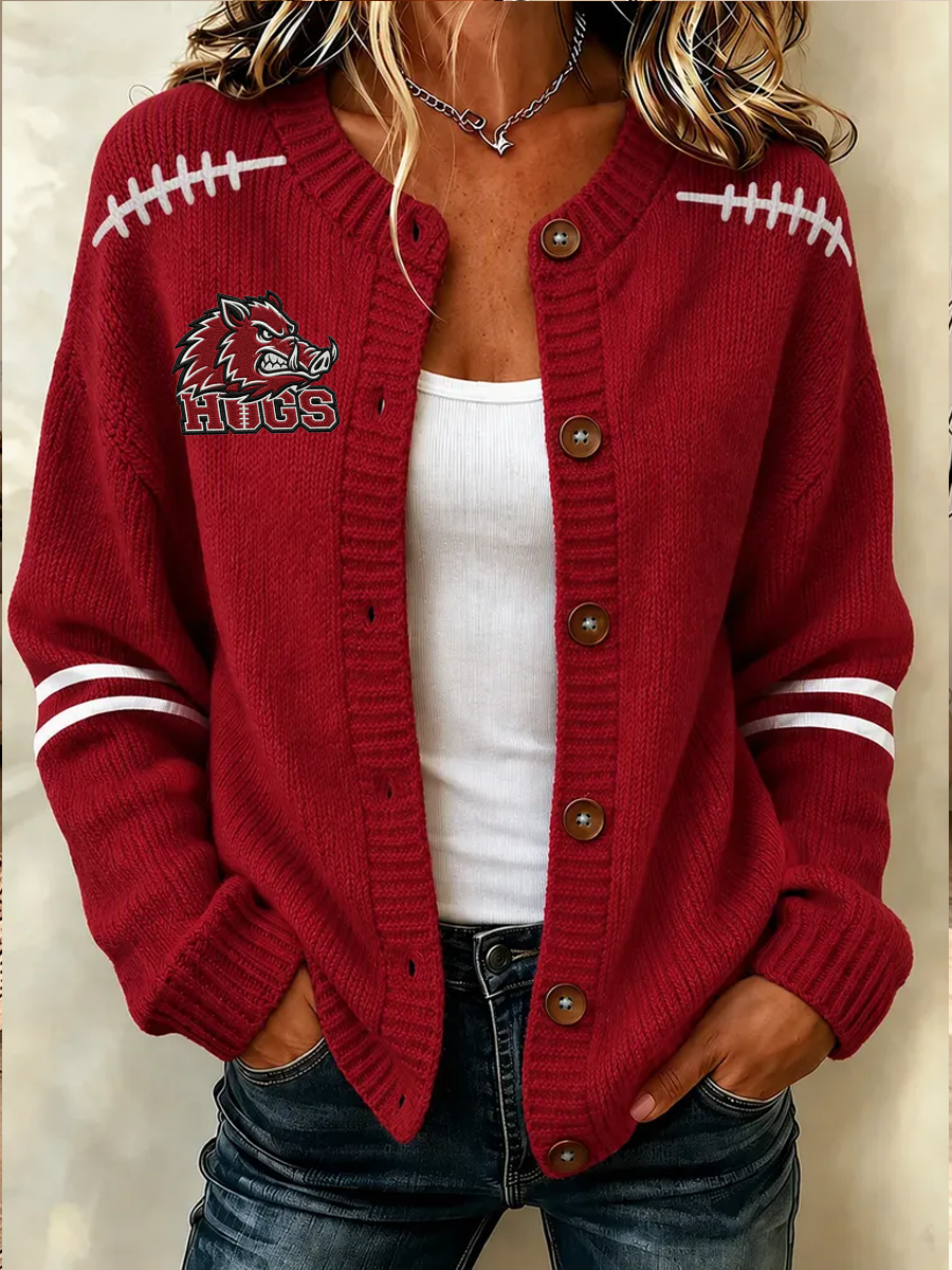 Women's Football Fans Printed Knitted Cardigan Top Main image