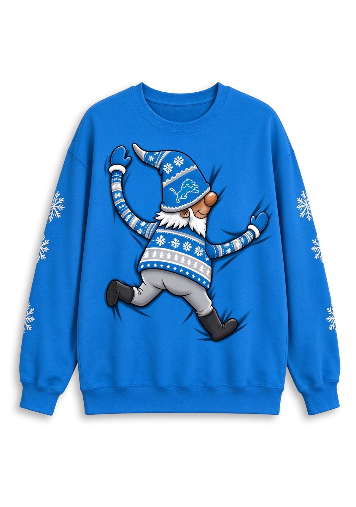 Women's Detroit Lions Christmas Gnome Crewneck Sweatshirt