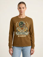 Women's Football Academy Helmet And Ball Printed Long Sleeve T-Shirt