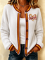 Women'S Casual Football Print Knitted Cardigan Top