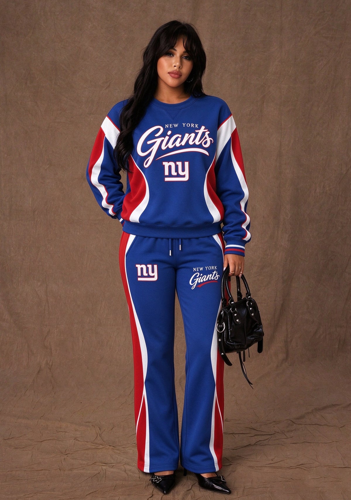 Women's New York Giants Crewneck Sweatshirt & Flared Pants 2 Piece Set Main image