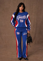 Women's New York Giants Crewneck Sweatshirt & Flared Pants 2 Piece Set