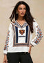 Women's Chicago Bears Boho Floral Printed V-Neck Long Sleeve Shirt