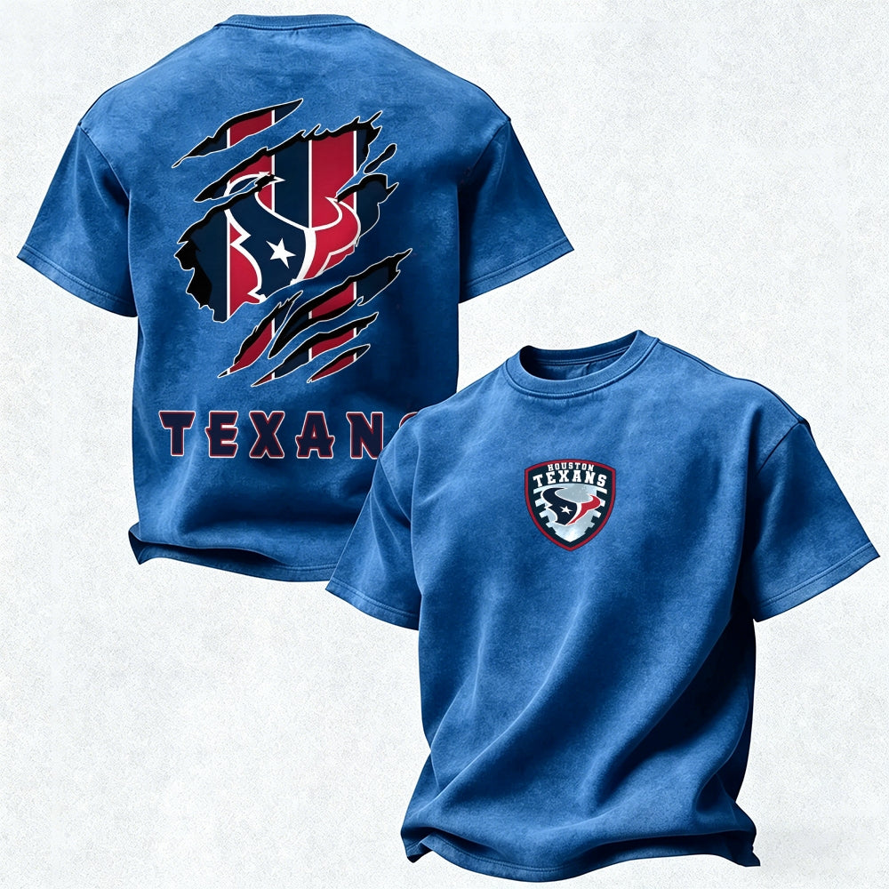 Houston Texans Printed Unisex 100% Pure Cotton Washed T-Shirt