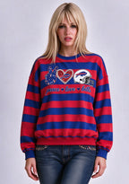 Women's Peace Love Buffalo Bills Striped Crewneck Sweatshirt