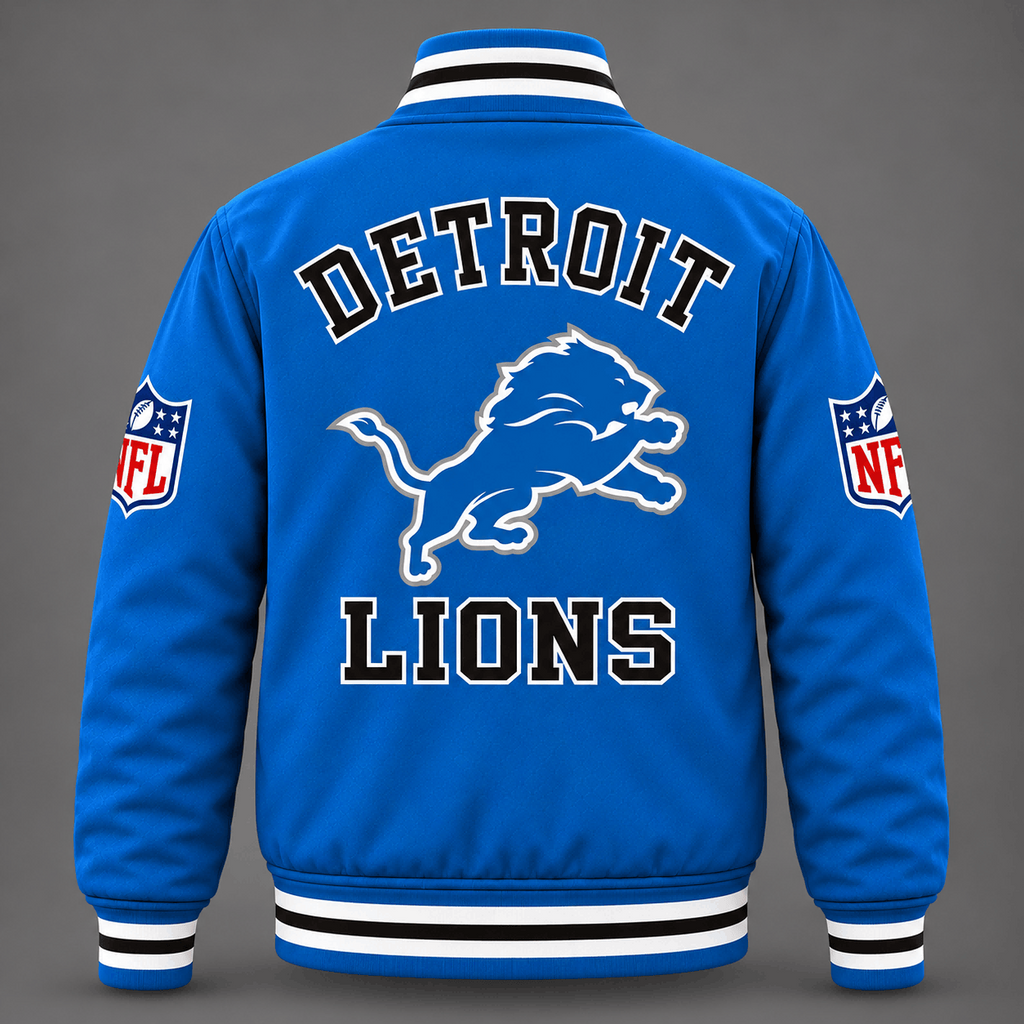 Unisex Detroit Lions Logo Printed Varsity Jacket