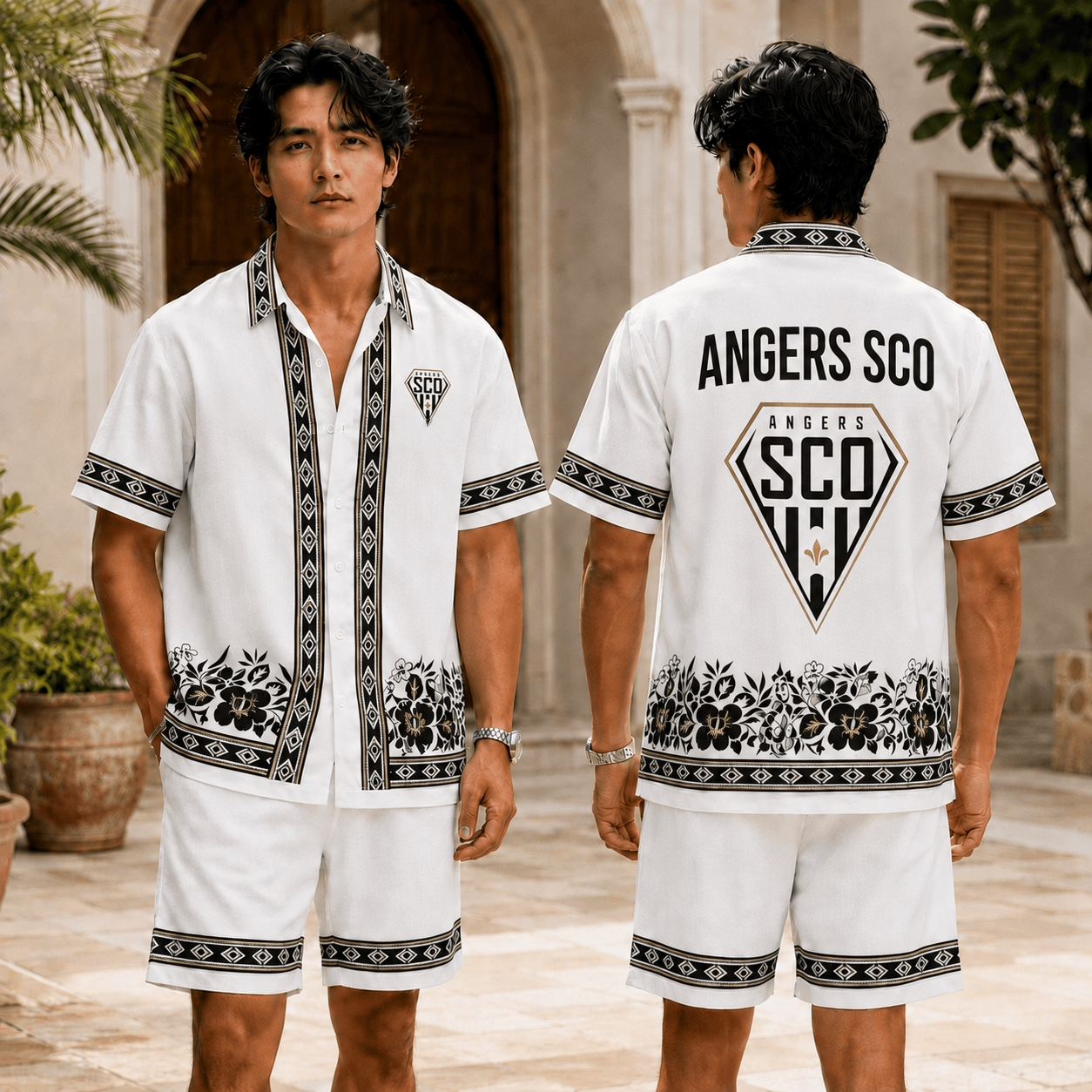 Angers SCO Supporter Floral Hawaiian & Short Pants For Fan