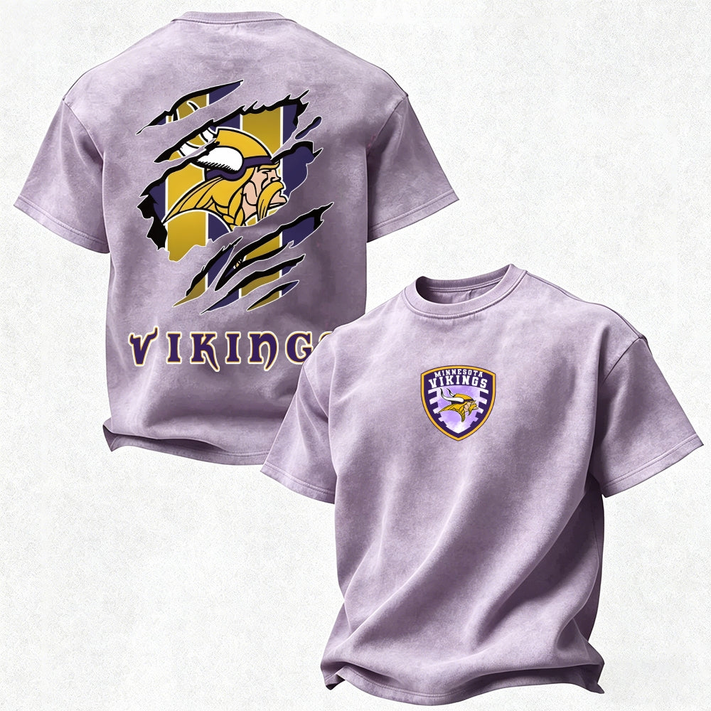 Minnesota Vikings Printed Unisex 100% Pure Cotton 100% pure cotton Washed T-Shirt
