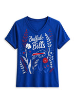 Women's Buffalo Bills Wildflower Graphic V-Neck Raglan Rolled T-Shirt