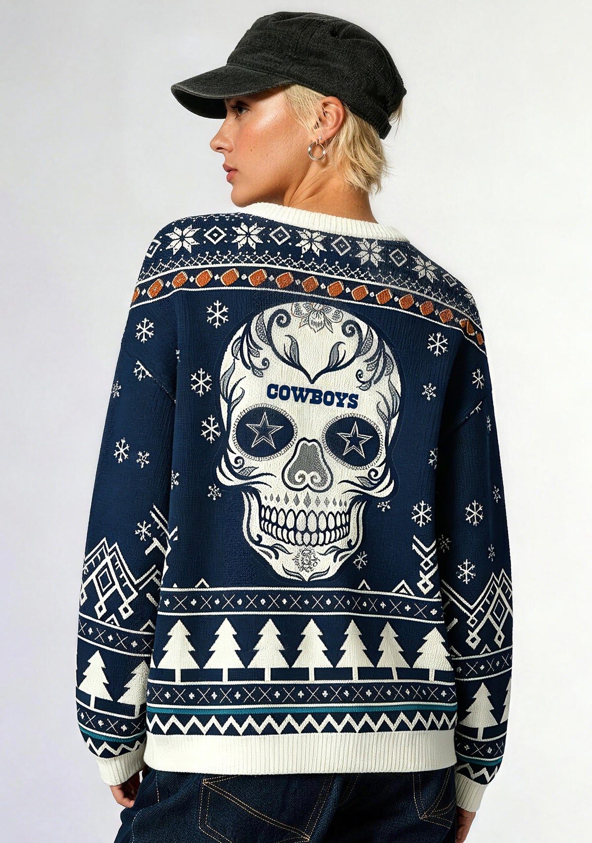 Dallas Cowboys Sugar Skull Ugly Christmas Football Fan Sweatshirt Main image