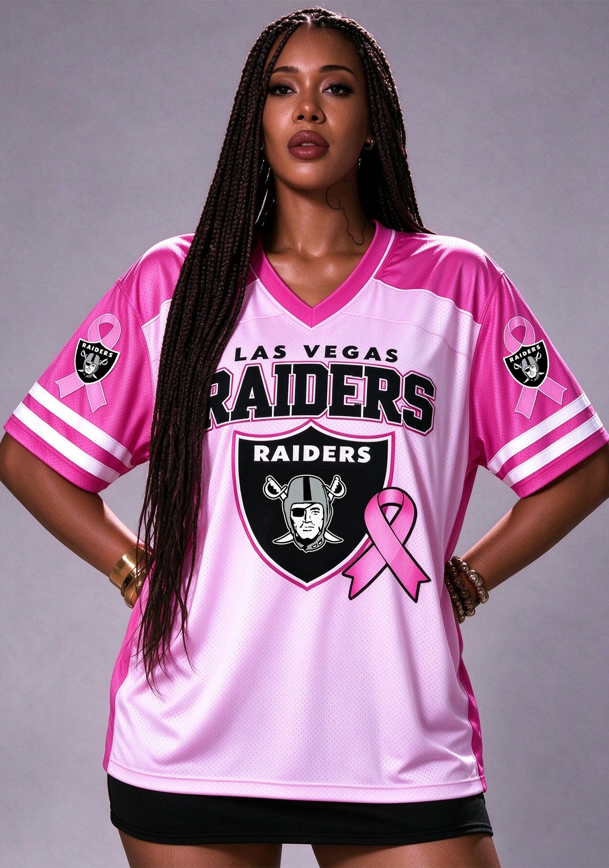 Women Las Vegas Raiders Breast Cancer Awareness Pink Ribbon Mesh Jersey Main image