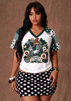 Women's Philadelphia Eagles Patchwork Sleeve V-Neck Raglan T-Shirt