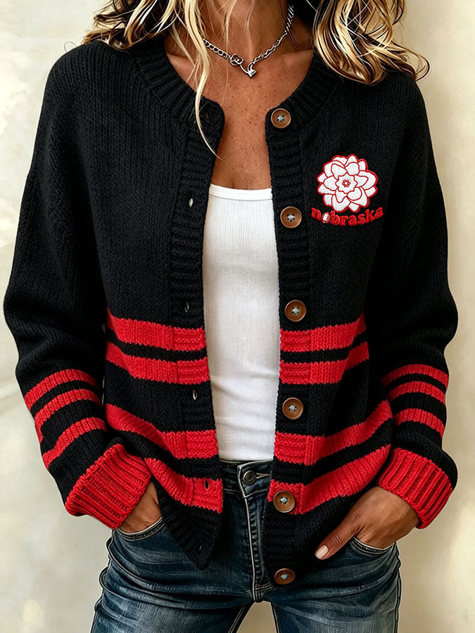 Women'S Casual Football Plant Knitted Cardigan Top