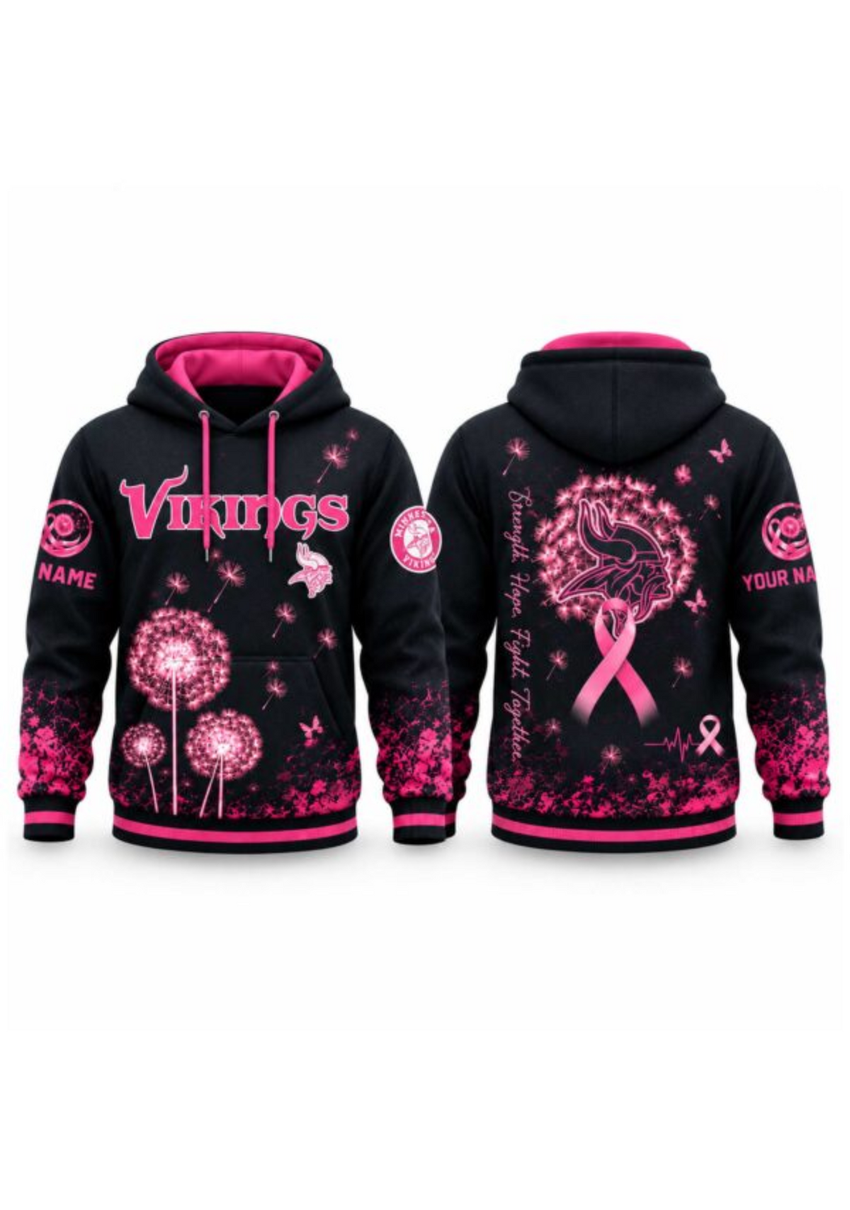 Minnesota Vikings Breast Cancer Awareness Dandelion Hoodie