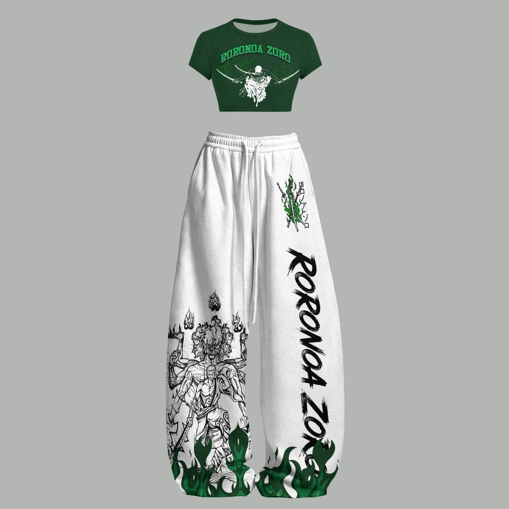 Women T-Shirt  & Elasticated Trousers Two-Piece Set 2605007444