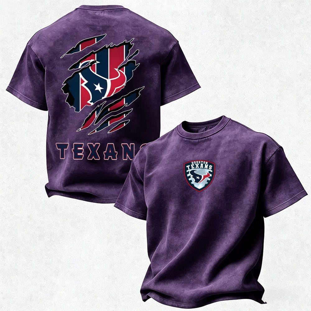 Houston Texans Printed Unisex 100% Pure Cotton Washed T-Shirt