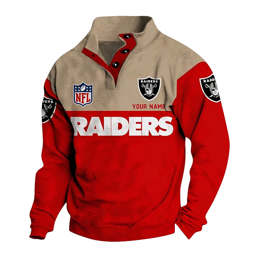 Men's Las Vegas Raiders Button Mock Neck Sweatshirt
