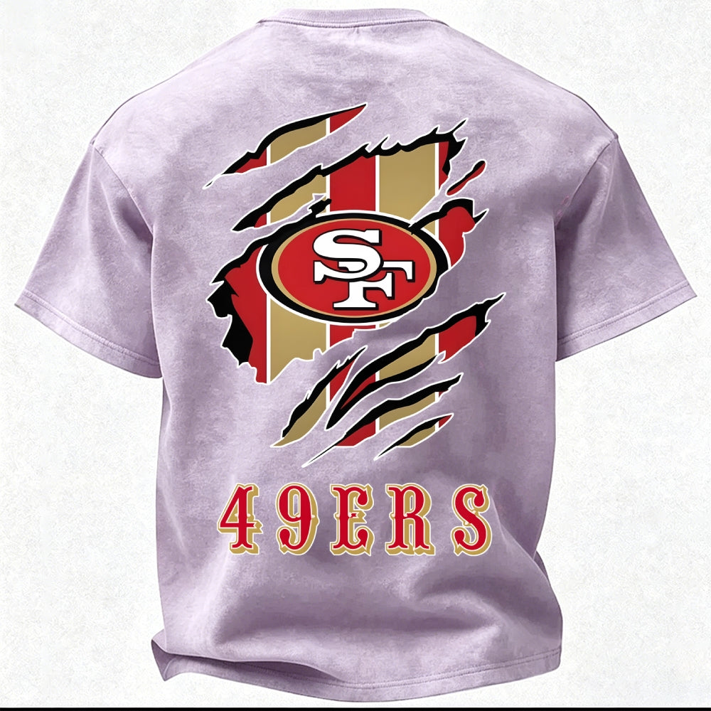 San Francisco 49ers Printed Unisex 100% Pure Cotton Washed T-Shirt
