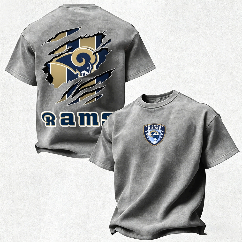 Los Angeles Rams Printed Unisex 100% Pure Cotton Washed T-Shirt