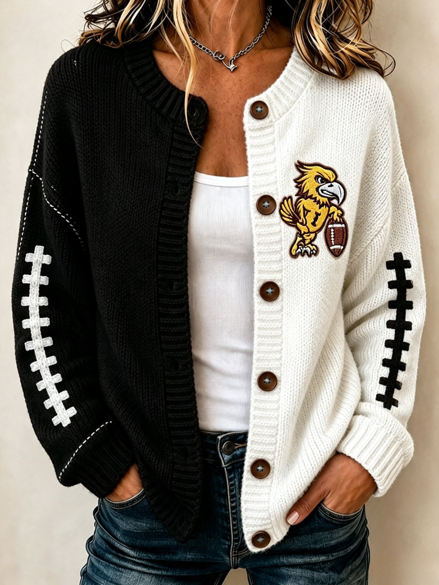 Women's Football Printed Knitted Cardigan Main image