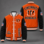 Cincinnati Bengals Orange & Black Color Block Varsity Jacket