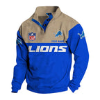 Men's Detroit Lions Button Mock Neck Sweatshirt