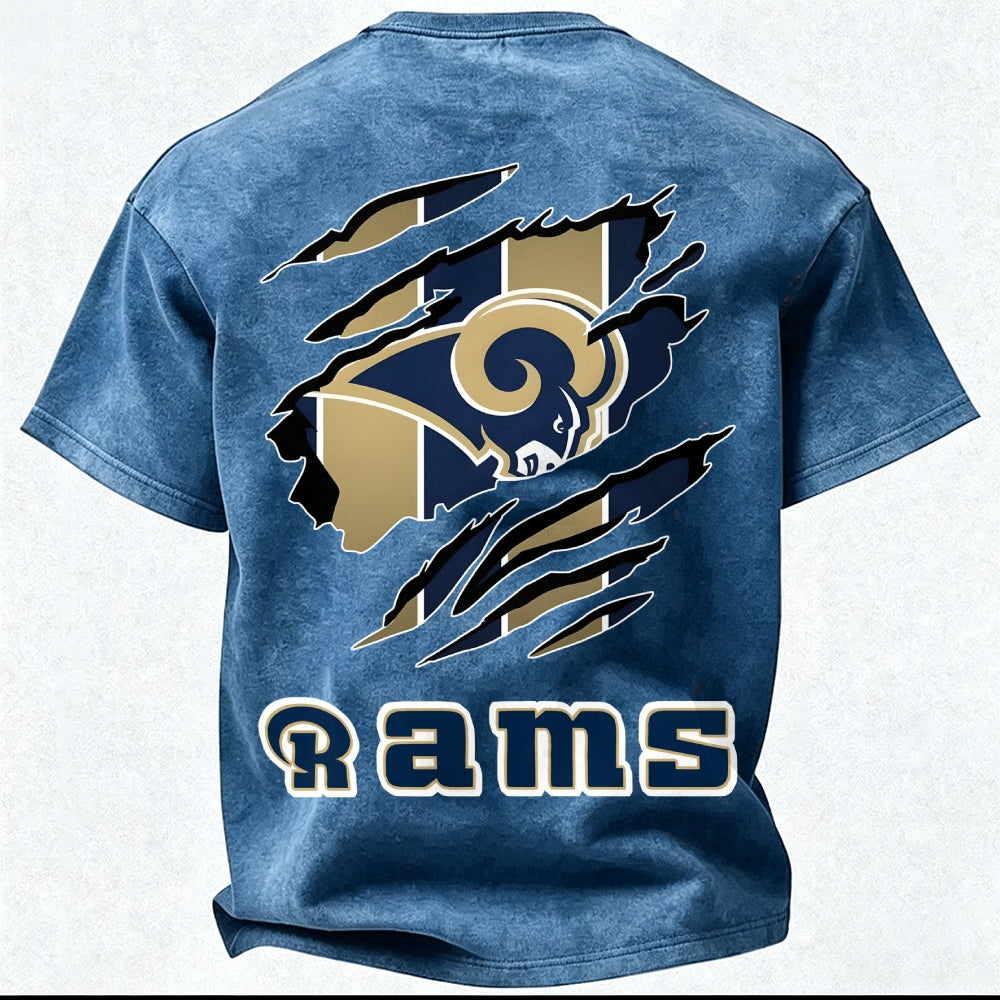 Los Angeles Rams Printed Unisex 100% Pure Cotton Washed T-Shirt