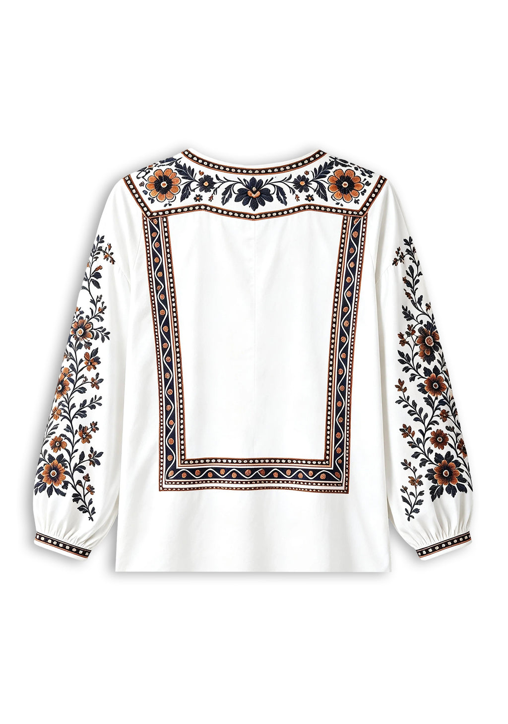 Women's Chicago Bears Boho Floral Printed V-Neck Long Sleeve Shirt