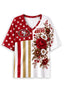 Women's San Francisco 49ers American Flag Floral V-Neck T-Shirt