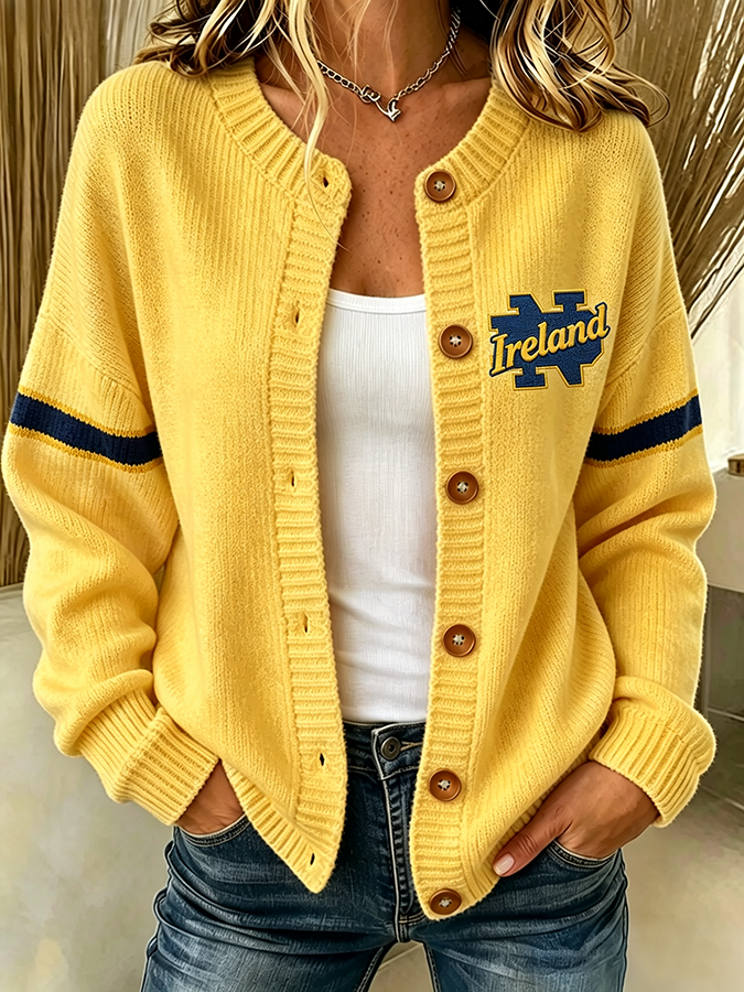 Women'S Casual Football Plant Knitted Cardigan Top