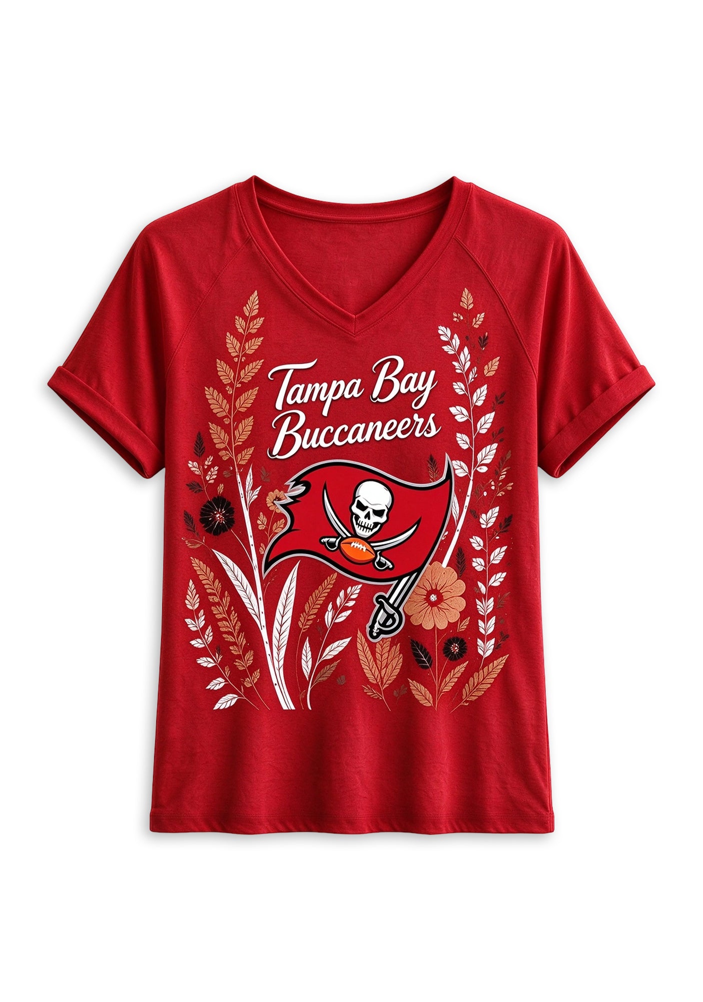 Women's Tampa Bay Buccaneers Wildflower Graphic V-Neck Raglan Rolled T-Shirt Secondary image