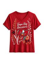 Women's Tampa Bay Buccaneers Wildflower Graphic V-Neck Raglan Rolled T-Shirt